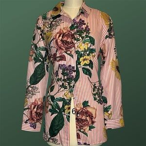 Floral Striped Button Down Shirt